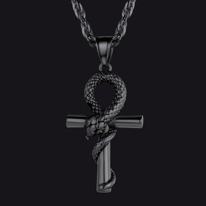 Snake Ankh Cross Necklace Egyptian Pendant for