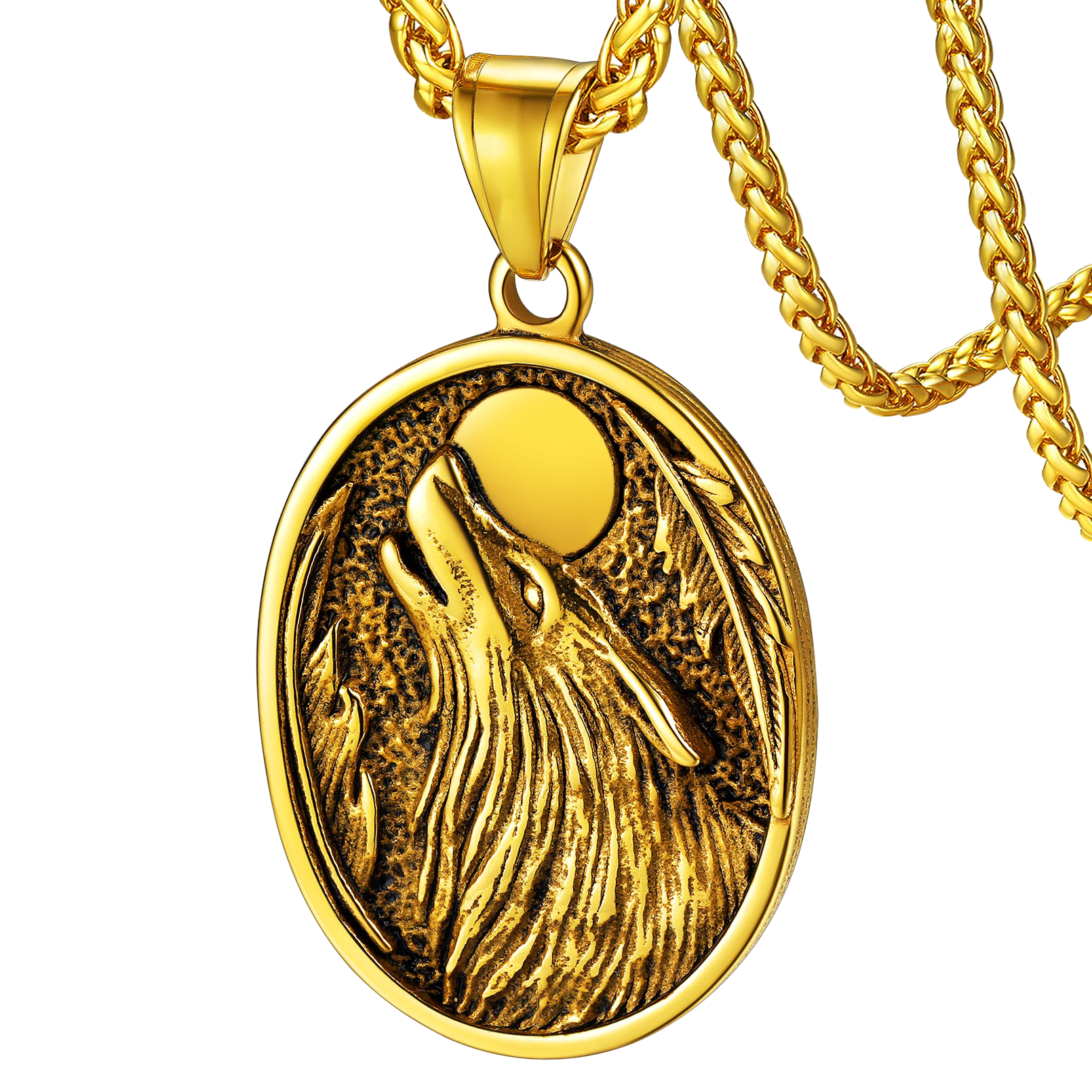 Norse Viking Wolf Pendant Necklace for