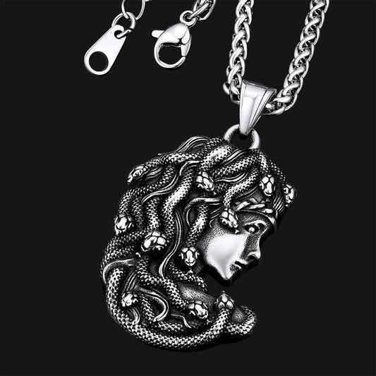 Greek Mythology Medusa Pendant Necklace Stainless Steel