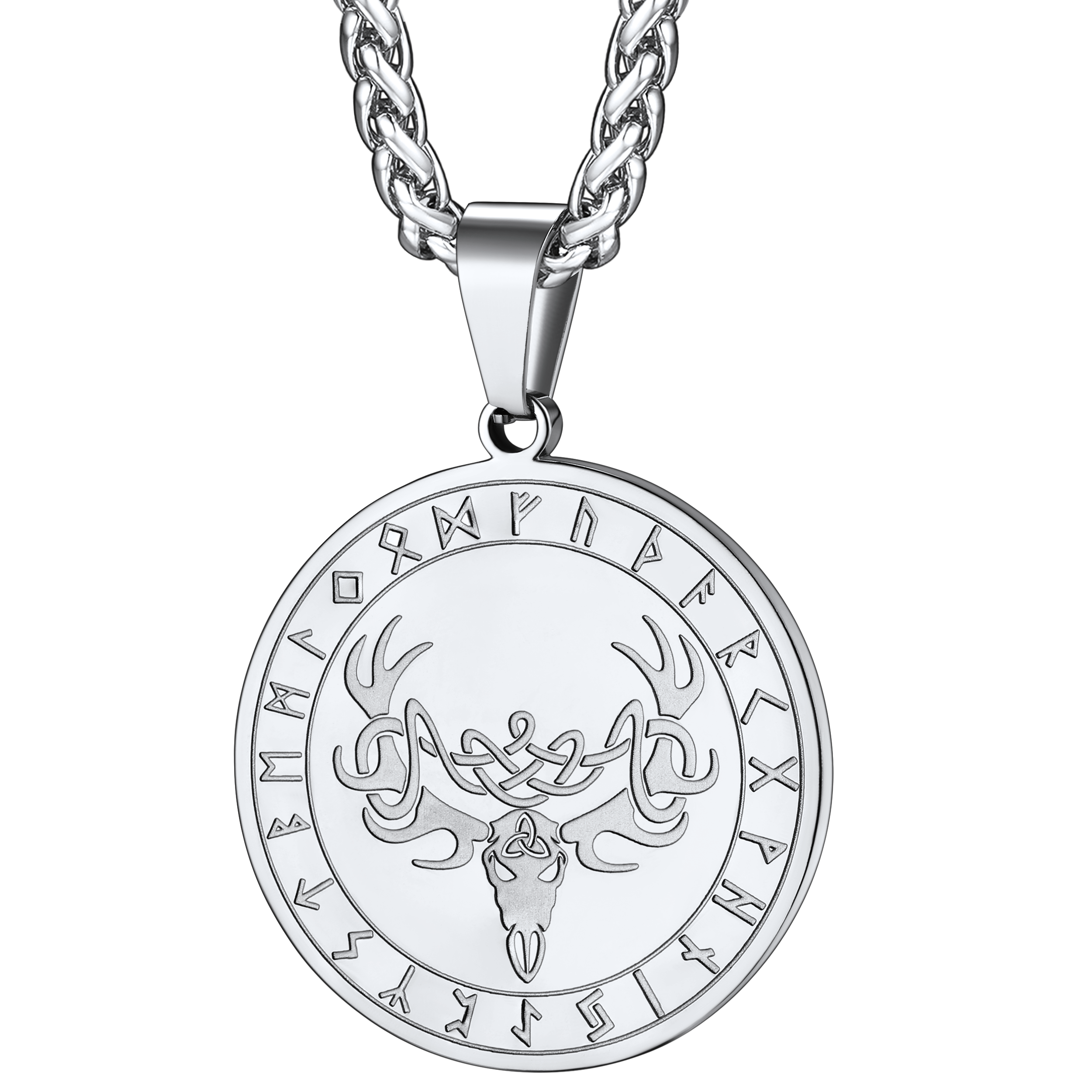Flash Stainless Steel Norse Viking Deer Necklace for