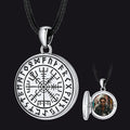 Personalized Photo Locket Necklace With Viking Compass for