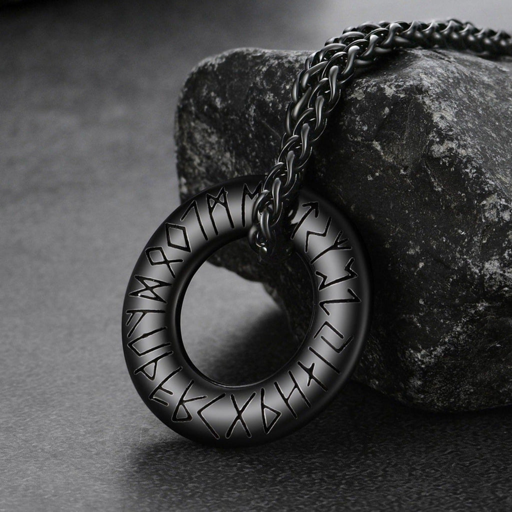 Norse Viking Rune Circle Chain Necklace for