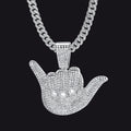 Full Diamond 666 Hand Pendant With Cuban Chain Necklace for