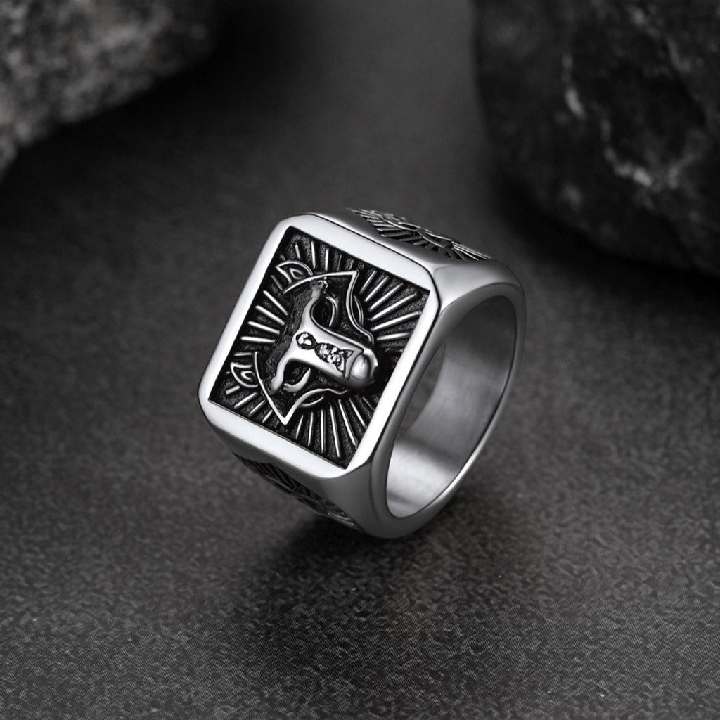 Norse Viking Wolf Signet Ring for