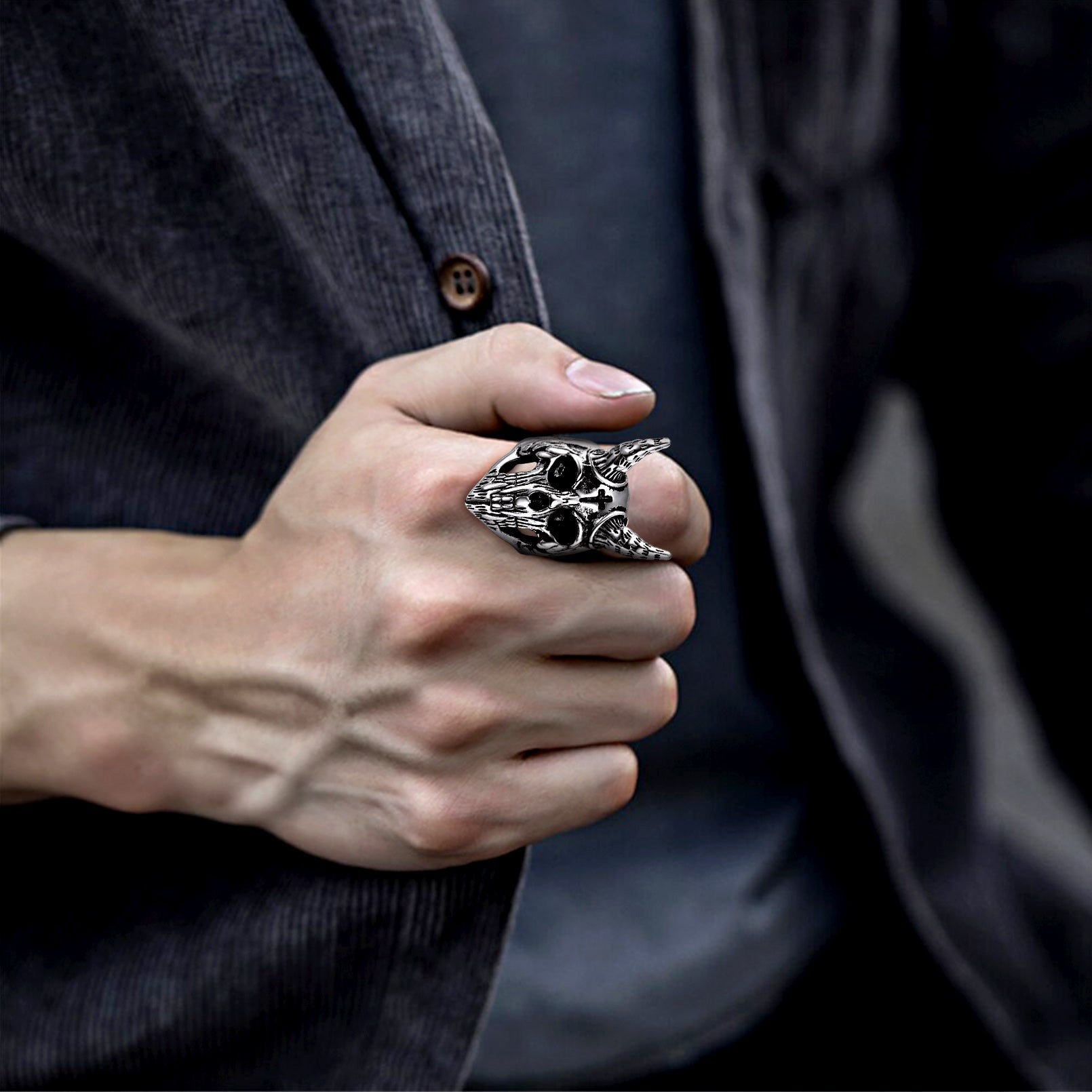Satanic Baphomet Goat Skull Head Ring for