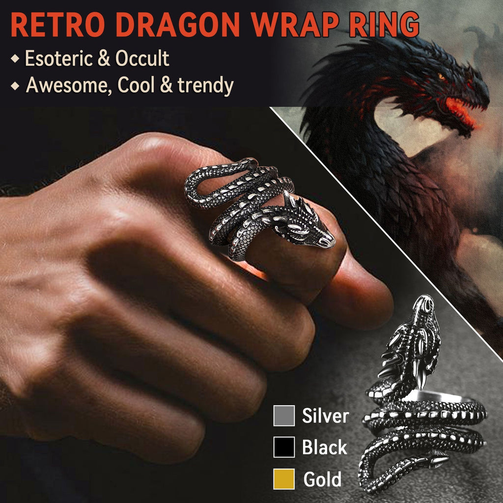 Punk Coiled Dragon Stainless Steel Ring for