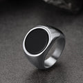 Round Black Onyx Signet Ring for Stainless Steel