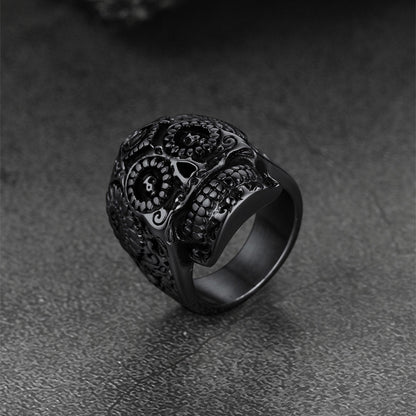 Punk Masonic Sugar Skull Ring for