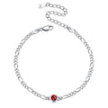 Sterling Silver 3mm Thin Chain Birthstone Bracelets for