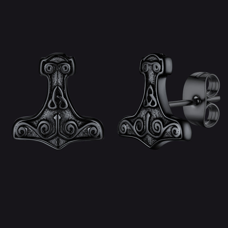 Viking Thor's Hammer Stud Earrings Amulet Jewelry for