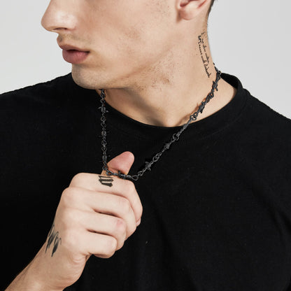 Gothic Thorn Barb Wire Chain Link Necklace Birthday Gift for
