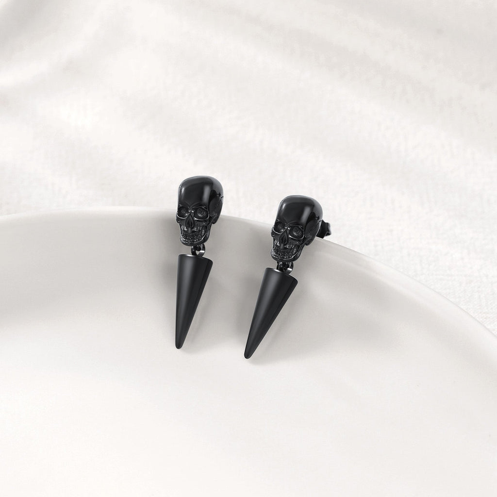 Flash Punk Spike Skull Earrings for