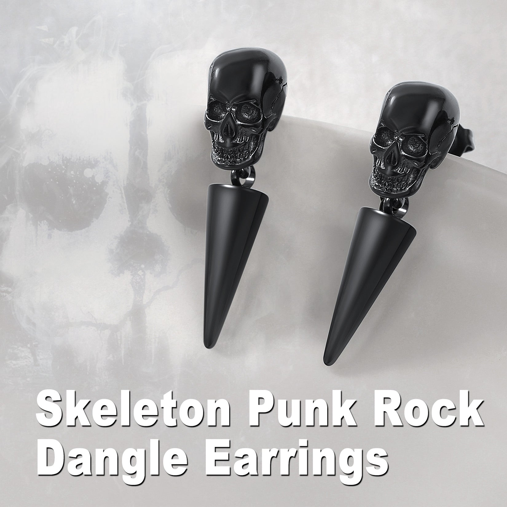 Flash Punk Spike Skull Earrings for