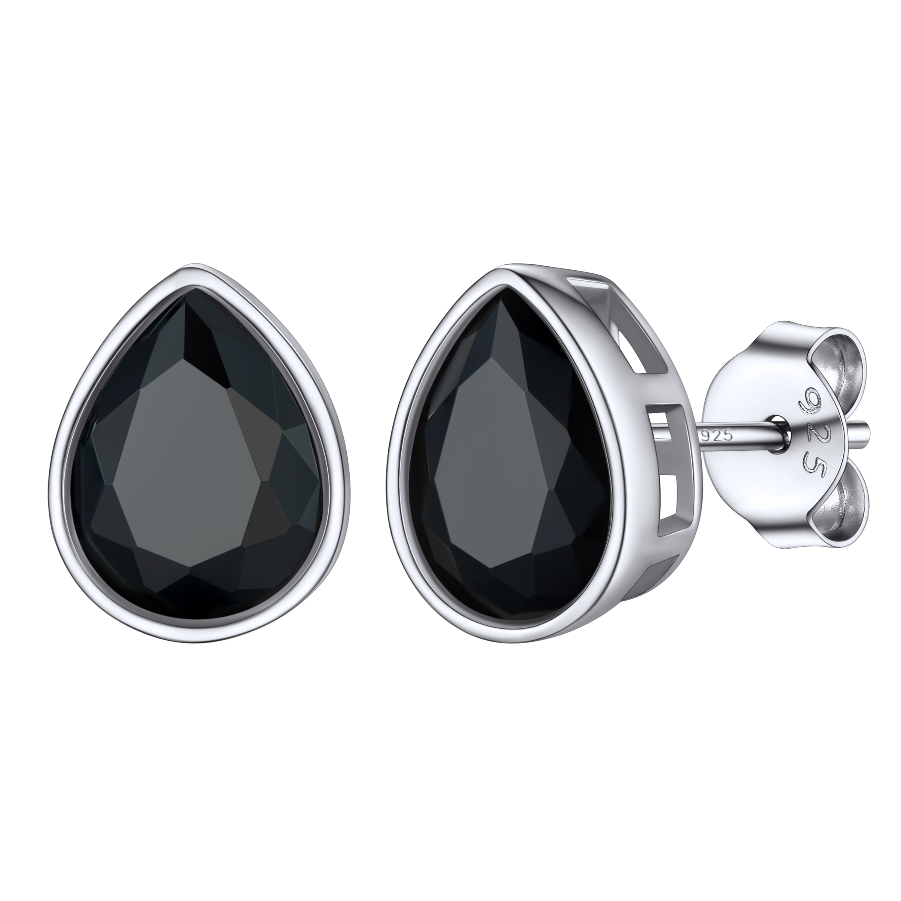Flash Silver Water Drop Cubic Zirconia Stud Earrings for