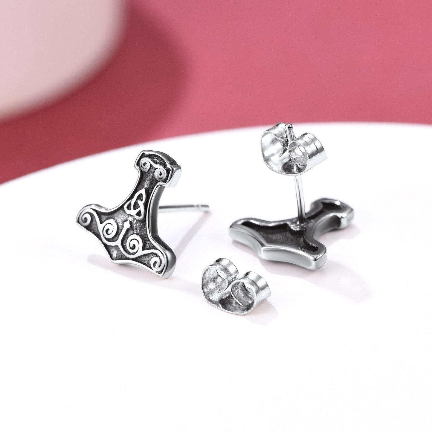 Viking Thor's Hammer Stud Earrings Amulet Jewelry for