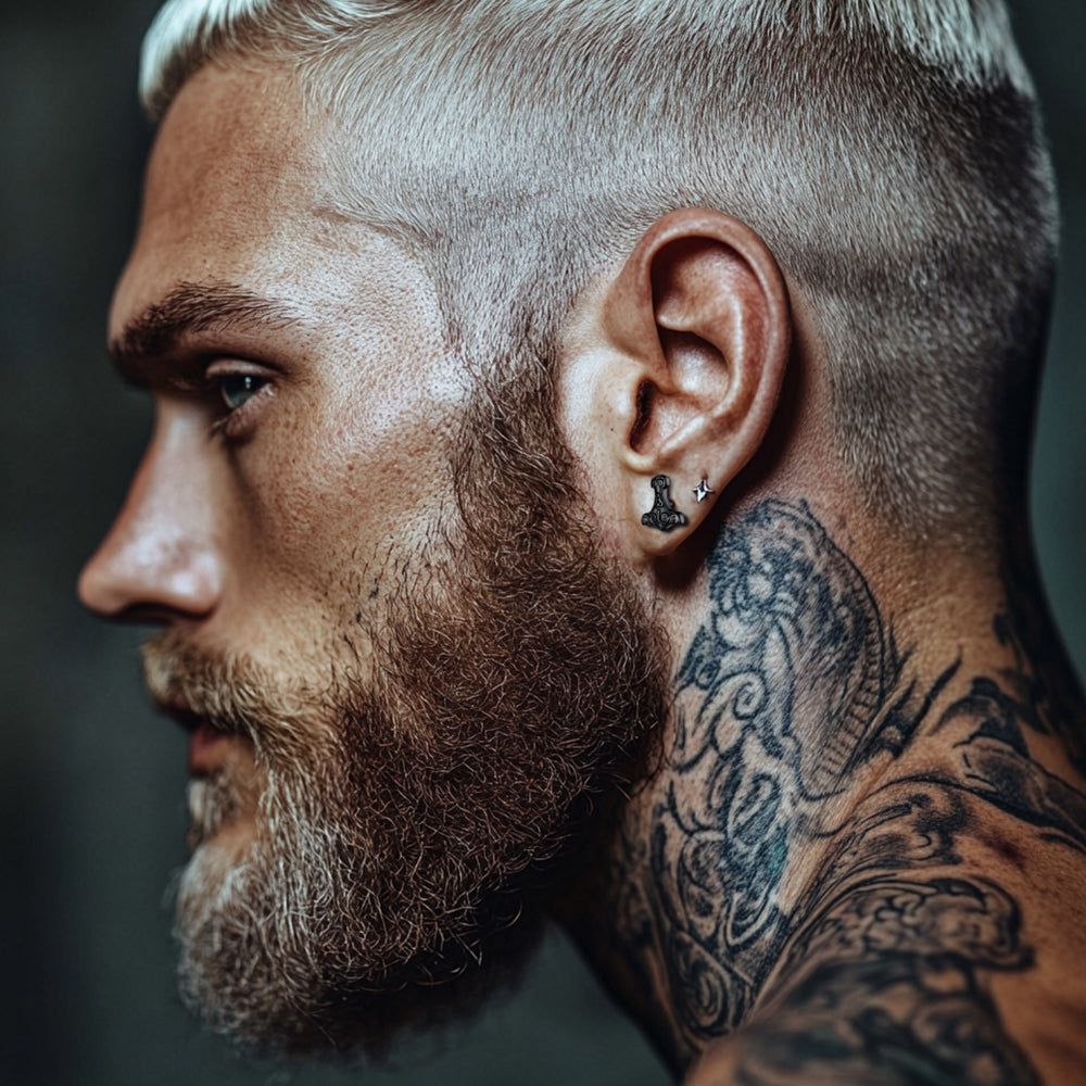 Viking Thor's Hammer Stud Earrings Amulet Jewelry for