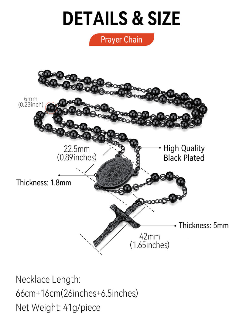 Catholic Virgin Mary Rosary Beads Cross Necklace Chain for