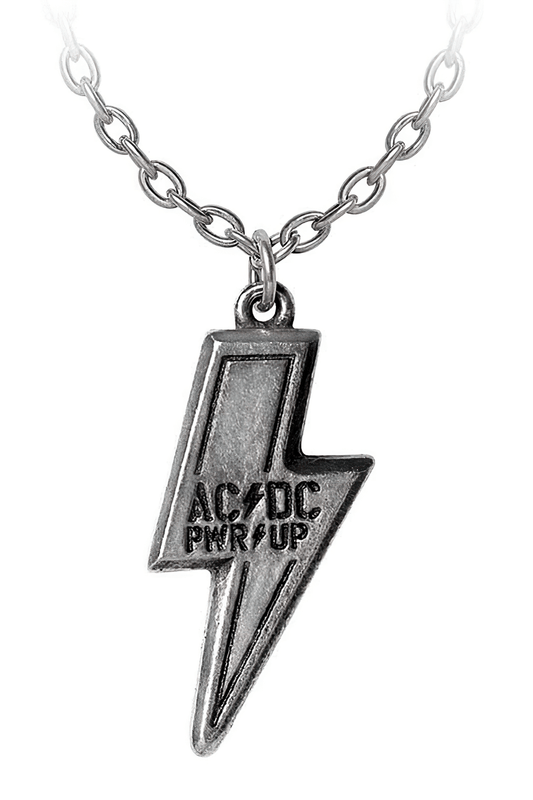 Ac/dc "pwr Up" Flash Logo Pendant in Antiqued Pewter