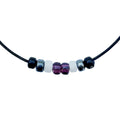 Asexual Pride/ace Ally Necklace With Czech Glass Beads on Black Rubber Cord, 18 Inches