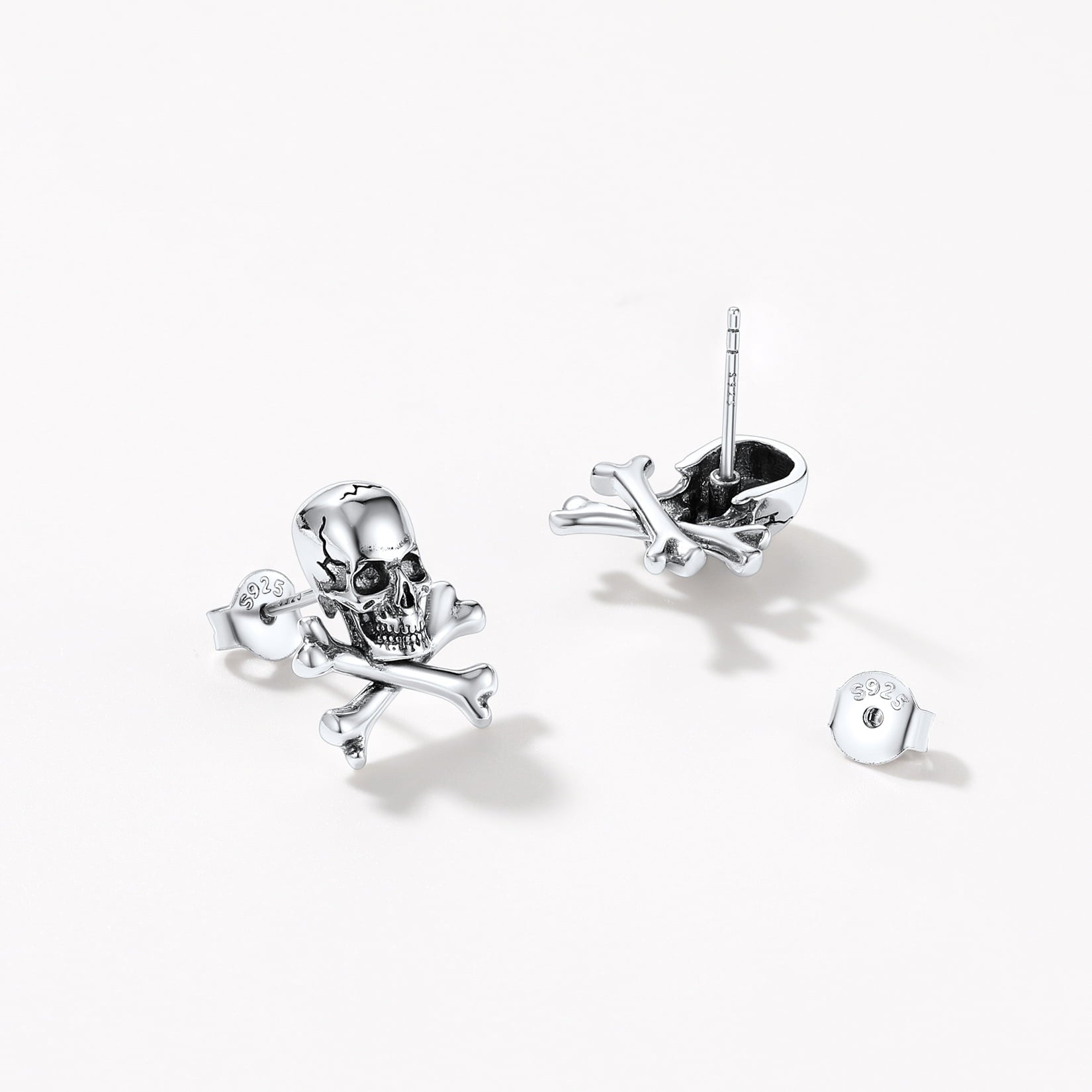 Punk Skull Crossbones Stud Earrings for
