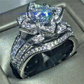 Radiant Lotus Crystal Ring Set