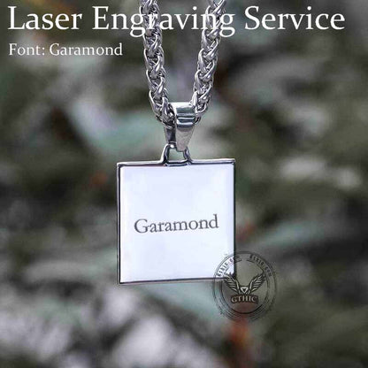 Bamboo Tiger Stainless Steel Square Pendant