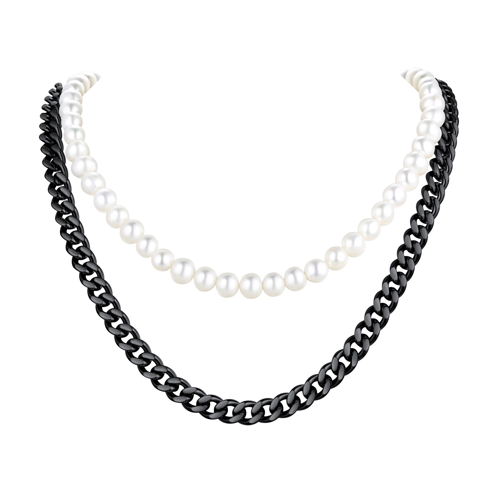 Freshwater Pearl & Cuban Link Chain Necklace for