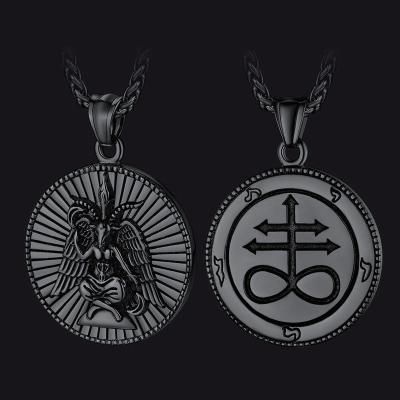 Baphomet Satanic Goat Leviathan Cross Necklace for
