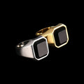 Black Crystal Stone Signet Ring