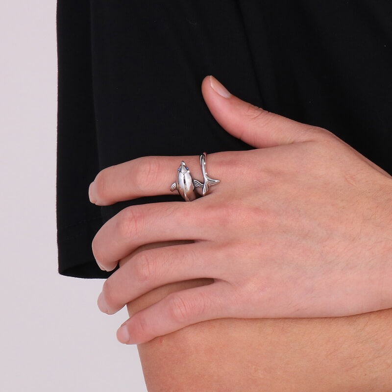 Blue Eyes Dolphin Stainless Steel Animal Ring