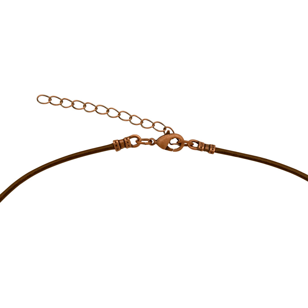 Dragonweave Celtic Trine Charm Necklace and Earring Set, Antique Copper Brown Leather Choker and Leverback Earrings
