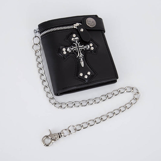 Budded Cross Pu Leather Skull Wallet