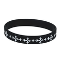 Cross Silicone Wristband / Black and White Sports Rubber Bracelets