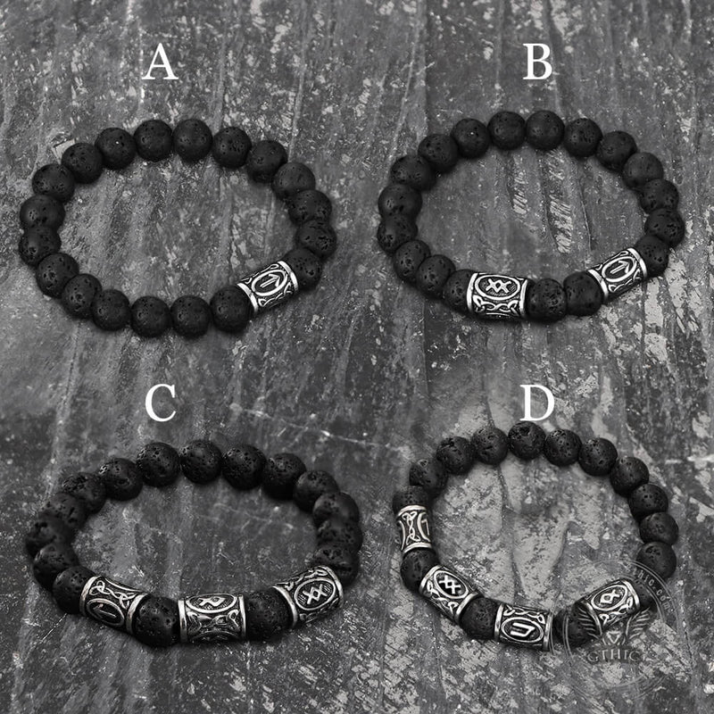 Celtic Knot Volcanic Rock Stainless Steel Bracelet
