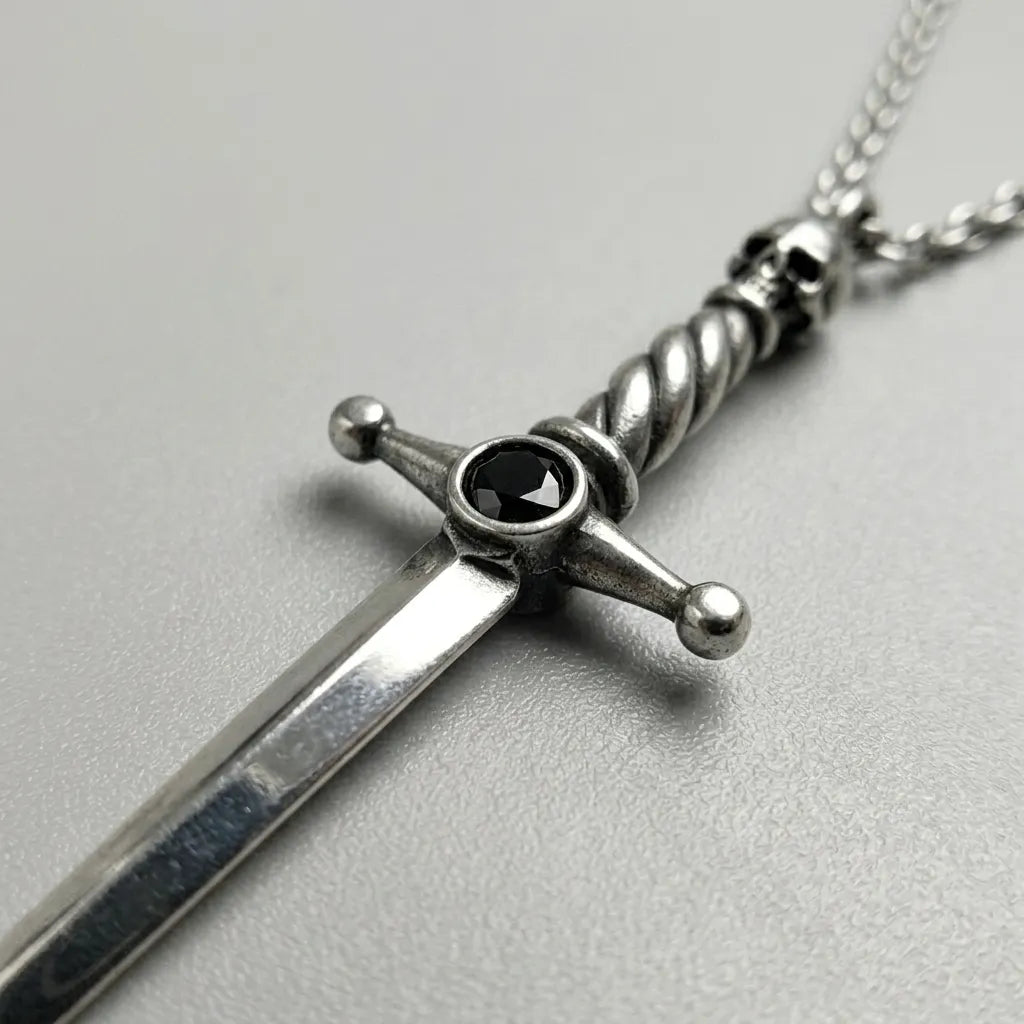 Reaper's Dagger Black Stone Necklace