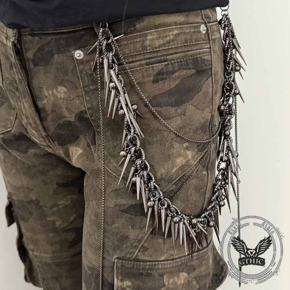 Dark Hip-hop Studded Punk Metal Pants Chain