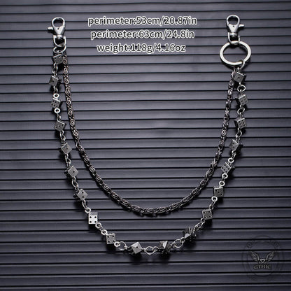 Dark Punk Style Dice Alloy Double-layer Pants Chain
