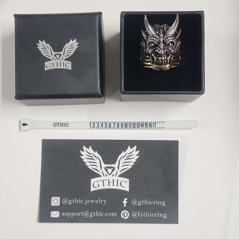 Demon Cyber Oni Mask Sterling Silver Ring