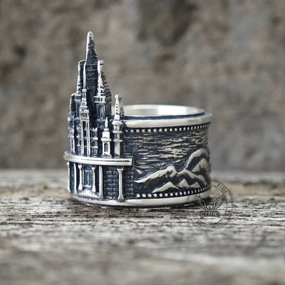Detailed Castle Design Sterling Silver Ring