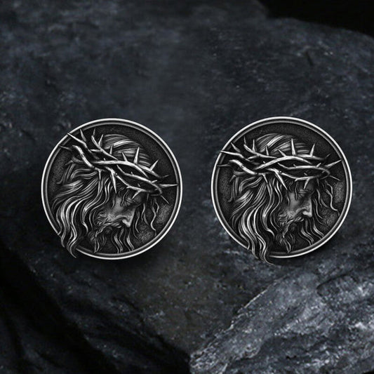 Detailed Jesus Christ Pure Tin Cufflinks