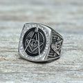 Diamond Masonic Symbol Stainless Steel Ring