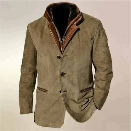 BARPINTON | Vintage-Herren Wildleder-Sakko mit Leder-Details