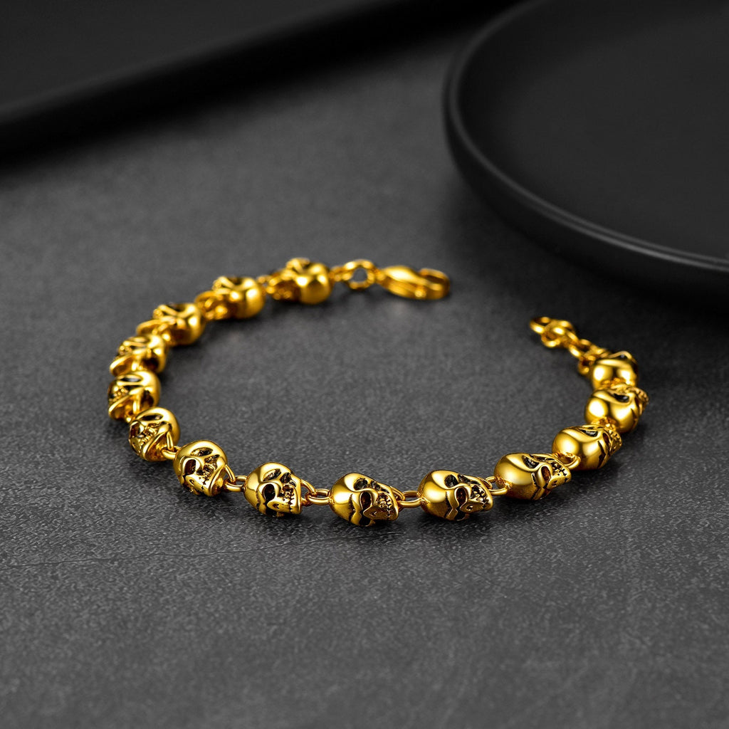 Gothic Linked Chain Skull Bracelet for