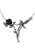 Gothic Fairy Rose With Wings Necklace