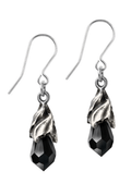 Empyrean Tear Earrings With Black Austrian Crystal Dropper