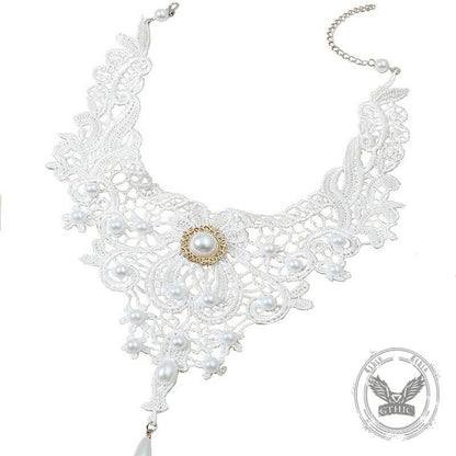 Exaggerated Hollow Lace Beads Gothic Choker Necklace
