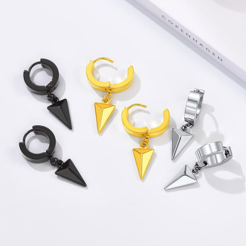 Flash Triangle Spike Dangle Hoop Earrings for