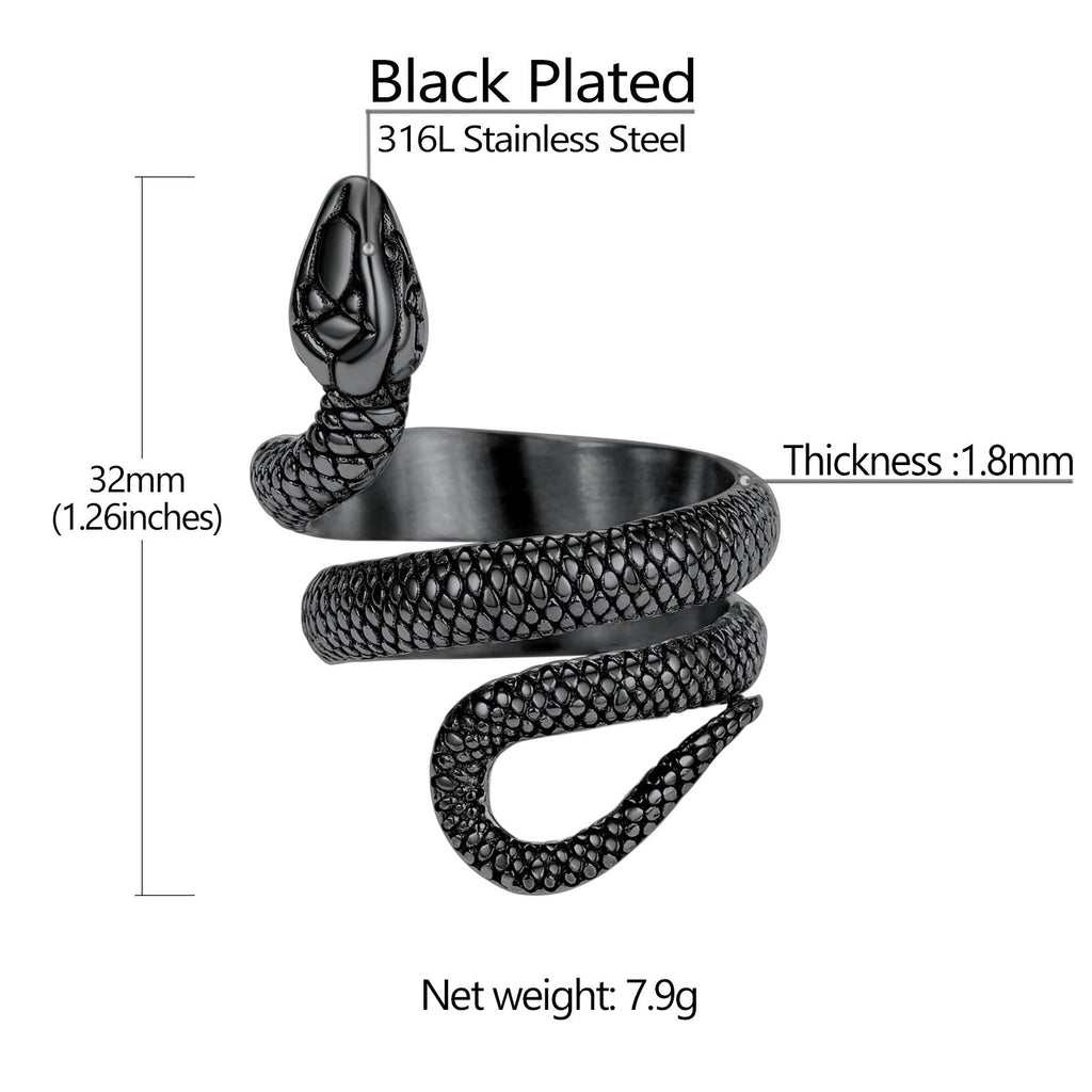 Punk Coiled Snake Stainless Steel Ring for