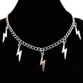 Lightning Shape Pendants Necklace / Silver Color Chain / Goth Punk Accessories