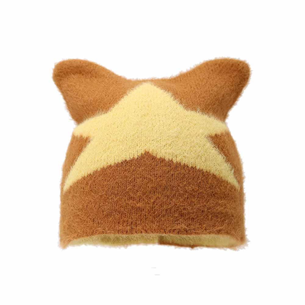 Y2k Cat Ear Star Print Knitted Beanie Hat